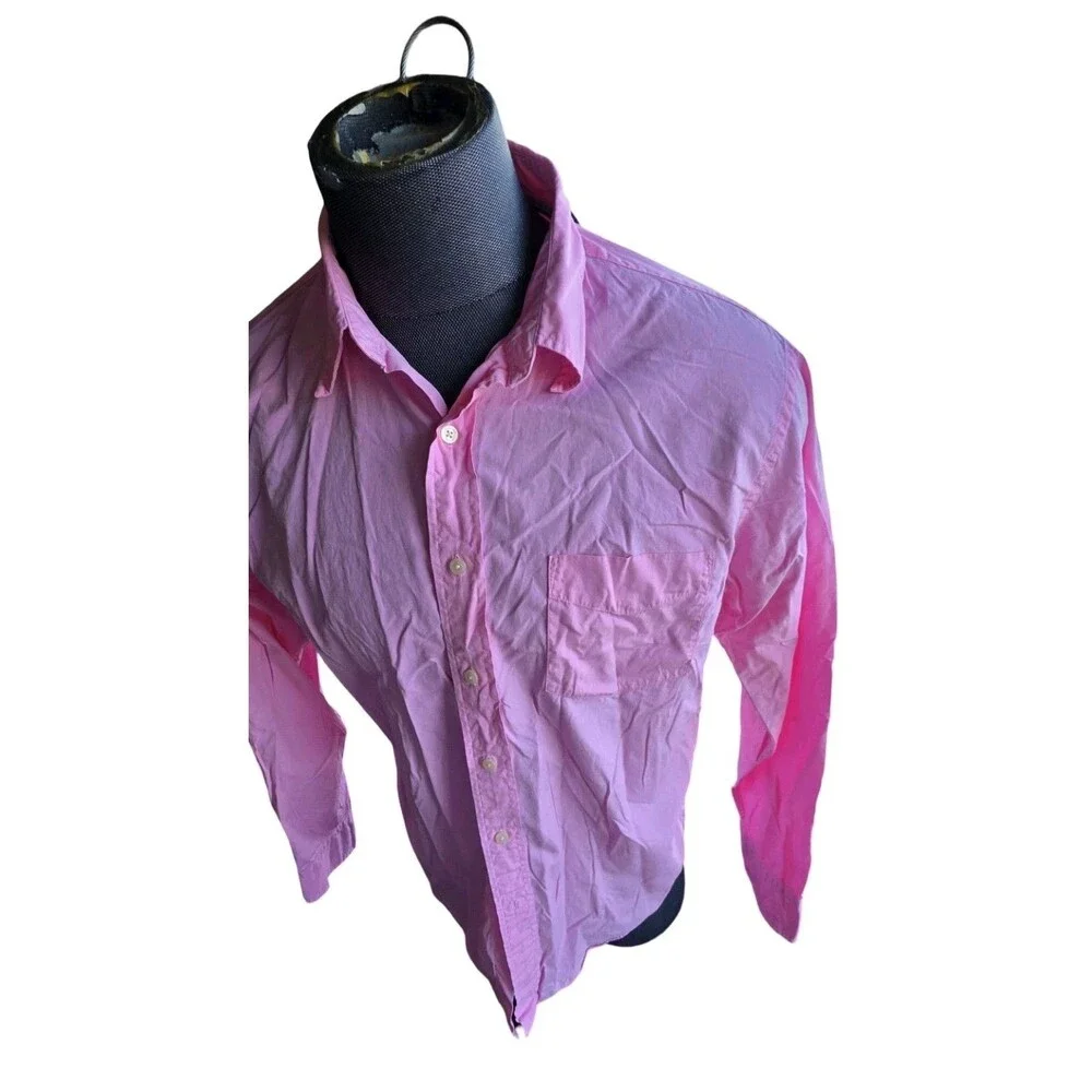 J Crew Long Sleeve Hot Pink Cotton Button Down Dress Shirt Men's Size Large